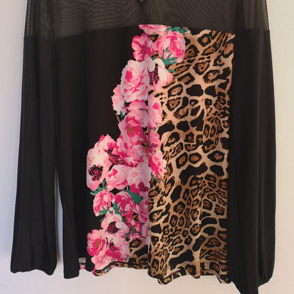 nwt Leopard Flower Top black/multi L - Picture 2 of 3